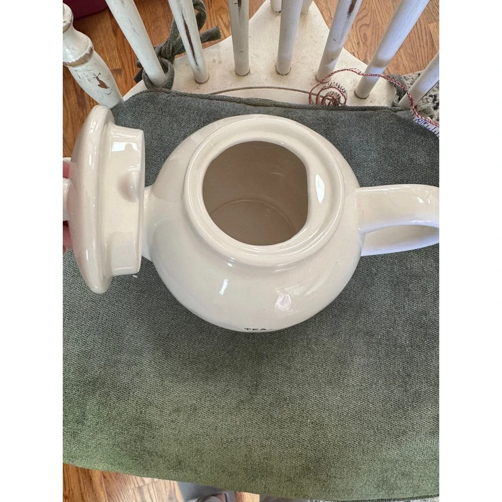 Rae Dunn teapot  TEA LL white ceramic pottery 2016